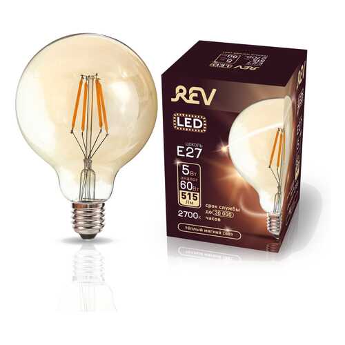 Лампа светодиодная REV VINTAGE Filament шар G95 E27 5W, 2700K, DECO Premium, теплый свет в Иголочка