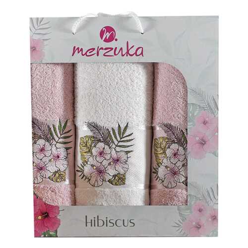 Набор полотенец Oran Merzuka hibiscus белый, розовый в Иголочка